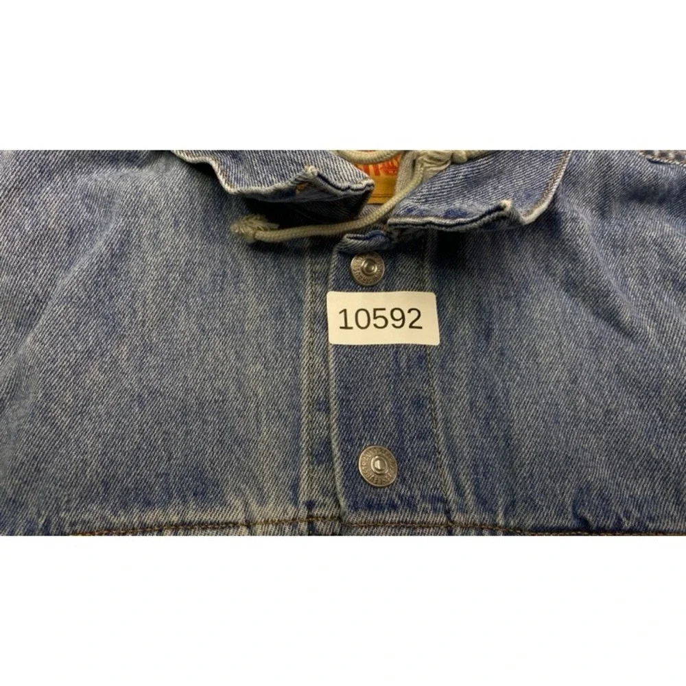 Levi's Trucker Jacket Mens XL Blue Denim Gray Hoodie Sleeve Vintage Fit